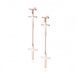 Cercei argint lungi cu lant si cruciulite placati cu aur roz DiAmanti Z1722ERG-DIA (Argint 925‰ 1,9 g.)